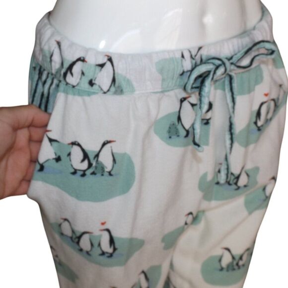 MUNKI MUNKI Pajama Set, S, Penguins, 2pc Top/Pants, Flannel, Matching, White - Picture 8 of 11